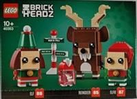 LEGO 40353 Brickheadz Reindeer, Elf and Elfie Toy, Christmas Decorations Gift, Seasonal Building Set