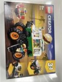 LEGO 31104 Creator 3-in-1 Monster Burger Truck Toy, Off Roader, Tractor Hauler Building Set, Vehicle Collection