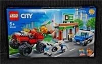 LEGO City 60245 Police Monster Truck Heist Building Set with Van, Motorbike, Bank, and Magnetic Brick