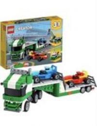 LEGO 31113 Creator 3 in 1 Race Car Transporter Toy Truck with Trailer, Crane and Tugboat Building Set