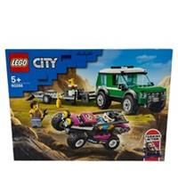 LEGO 60288 City Great Vehicles Race Buggy Transporter  Toy Truck with Trailer and Steerable Baja Race Car
