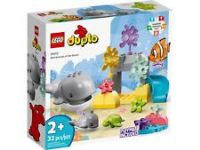 LEGO 10972 DUPLO Wild Animals of the Ocean Set, with Whale and Turtle Sea Animal Figures & Playmat, Educational Toy for Toddlers 2 Plus Years Old