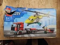 LEGO 60343 City Great Vehicles Rescue Helicopter Transport Truck, Lorry Toy for Kids 5 Years Old, with Driver and Pilot Minifigures