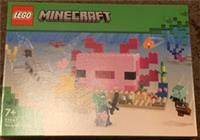 LEGO 21247 Minecraft The Axolotl House Set, Buildable Underwater Base with Diver Explorer, Zombie plus Dolphin and Puffer Fish Figures, Adventure Toys for Kids, Girls, Boys Aged 7 Plus