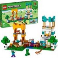 LEGO 21249 Minecraft The Crafting Box 4.0, 2in1 Playset; Build River Towers or Cat Cottage, with Alex, Steve, Creeper and Zombie Mobs Figures, Action Toys for Kids, Boys, Girls