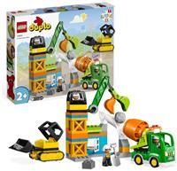 LEGO 10990 DUPLO Construction Site with Crane Toy, Bulldozer and Cement Mixer, Large Bricks Educational Sensory Toys for 2 Plus Year Old Toddlers, Boys and Girls