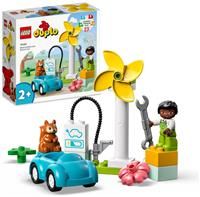 LEGO 10985 DUPLO Town Wind Turbine and Electric Car Toy for 2 Plus Year Old Toddlers, Boys and Girls, Educational Toys with Figures, Sustainable Living Playset