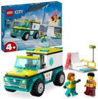 LEGO City Emergency Ambulance and Snowboarder Vehicle Toys for 4 Plus Year Old Kids, Boys & Girls with Boarder and Paramedic Minifigures, Building Toy for Imaginative Play, Gift Idea 60403