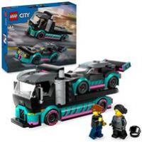 LEGO City Race Car and Car Carrier Truck Toy, Vehicle and Transporter Building Set for 6 Plus Year Old Boys & Girls with Adjustable Loading Ramp, Racer and Driver Minifigures, Fun Gift for Kids 60406