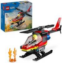 LEGO City Fire Rescue Helicopter Toy for 5 Plus Year Old Boys & Girls, Vehicle Building Set with Firefighter Pilot Minifigure, Imaginative Play Gift for Kids 60411