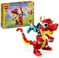 LEGO Creator 3in1 Red Dragon Toy to Fish Figure to Phoenix Bird Model, Animal Figures Set, Gifts for 6 Plus Year Old Boys, Girls and Kids 31145