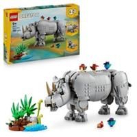 LEGO Creator 3in1 Wild Animals: Majestic Rhino with Birds Toy - Animal Figure Transforms into a Hippo Model or a Walrus - Creative Gift for 9+ Year Old Girls & Boys - 31171
