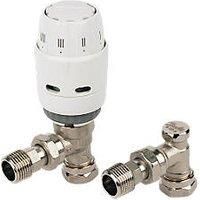 Danfoss RAS-C2 Combi 15mm Angled TRV Radiator Valve & Lock White/Nickle 013G6005