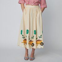 Stella Nova Embroidered Cotton-Poplin Midi Skirt - DK 36/UK 10
