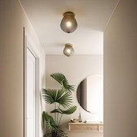 Orbiform Indoor Entryway Kitchen Glass Ceiling Light in Brass (Diam) 23cm