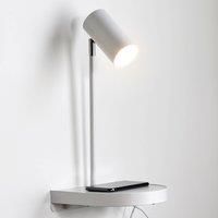 Nordlux Cody wall light with shelf and USB port, white