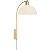 Nordlux Ellen 20 wall light, cable + plug, brass/white