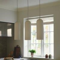 Nordlux Miella pendant light, 3-bulb, ribbed glass, satinised/white