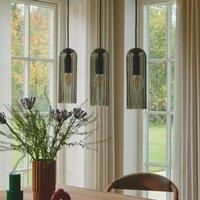 Nordlux Miella pendant light, 3-bulb, ribbed glass, smoke/black