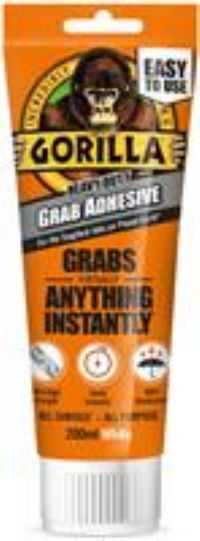 Gorilla Heavy Duty White Grab Adhesive 200ml Tube – All-Purpose, Ultra-High Strength, Holds Instantly, 100% Waterproof & temperature resistant