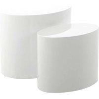 Scandinavian Coffee Table Side End Nesting Set White High Gloss Modern Design.
