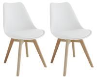 Habitat Jerry Pair of Fabric Dining Chair - White