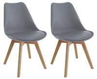 Habitat Jerry Pair of Fabric Dining Chair - Grey