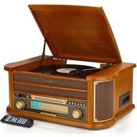 Music Centre Hi-Fi Vinyl FM /  AM Cassette USB Denver MCR-50 Light Wood Retro