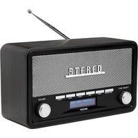 Denver DAB-18 Vintage Style Stereo DAB/DAB+ & FM Radio – Real Wood Cabinet, Bluetooth, Clock Radio Alarm, AUX IN for Smart Phone/Tablet / MP3 Player – Mains or Battery