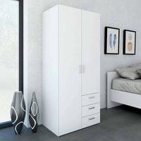 Space Wardrobe with 2 Doors and 3 Drawers, white