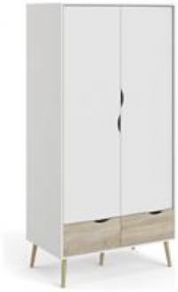 Tvilim Oslo 2 Door 2 Drawer Wardrobe - White and Oak