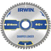 Irwin Construction Mitre Circular Saw Blade 216 x 30mm x 60T ATB/Neg IRW1897397