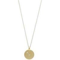 Pilgrim Zodiac Sign Coin Necklace, Gold-Plated