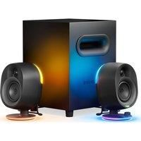 SteelSeries Arena 7 - Illuminated 2.1 Gaming Speakers – 2-Way Speaker Design – Powerful Bass, Subwoofer – USB, Aux, Optical, Wired – Bluetooth – PC, PlayStation, Mobile, Mac - UK Plug