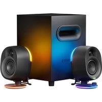 SteelSeries Arena 7 - Illuminated 2.1 Gaming Speakers – 2-Way Speaker Design – Powerful Bass, Subwoofer – USB, Aux, Optical, Wired – Bluetooth – PC, PlayStation, Mobile, Mac - UK Plug