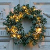 Sirius Anton LED wreath, timer, green, snow decoration