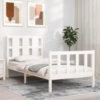 Bed Frame with Headboard White 90x200 cm Solid Wood