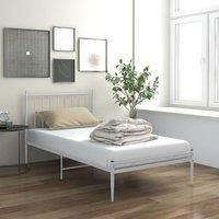 Bed Frame White Metal 100x200 cm
