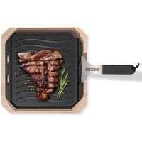 Cozze Cast Iron Pan and Wooden Tray - Brown