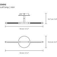 UMAGE LED wall lamp Omni, brass colour, width 54 cm, 2-bulb.