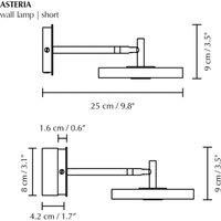 UMAGE LED wall light Asteria SHORT HW, polished steel, 28 cm