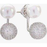 Sif Jakobs Ladies Rhodium Plated 'Bobbio Due' Cubic Zirconia Pave Ear Jacket And Pearl Stud Earrings SJE021414CZP