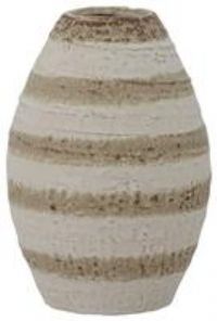 Bloomingville Stoneware Striped Charlen Vase - Cream
