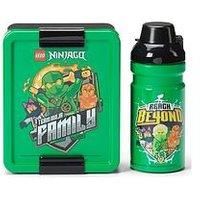 Room Copenhagen Lego Lunch Set - NINJAGO Design, Fun & Functional 390ml Bottle & Lunch Box for Kids & Adults, Dishwasher Safe, for Meals on The Go, Green & Black