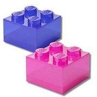 Room Copenhagen LEGO Storage Brick 4 Knobs Glitter Medium Violet - Stackable Plastic Storage Box with Lid for Kids and Adults Desk Organizer and Toy Box