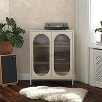Mr. Kate Luna Acc Cab 2D Fluted Glass Met Parchment 102cm H X 80cm W X 40cm D