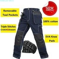 New Overall Uniform Wear Mens Carperner 100% Cotton Durable Multi Pockets Work Trousers With Eva