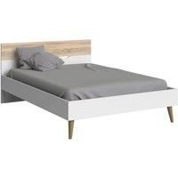 Oslo Euro Double Bed   White and Oak   Self Assembly