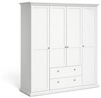 Tvilum Paris 4 Door 2 Drawer Wardrobe - White