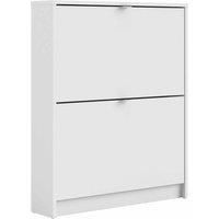 White Shoe Cabinet with 2 Drawers & Tilting Doors